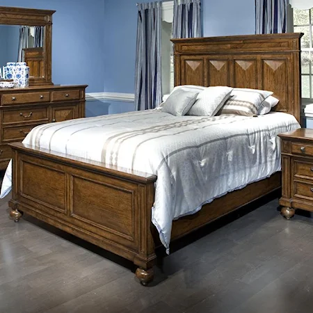 Traditional King Bed with Raised Panels and Bun Feet